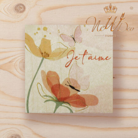 Collection automne 2025, carte message en bois, Je t'aime 001