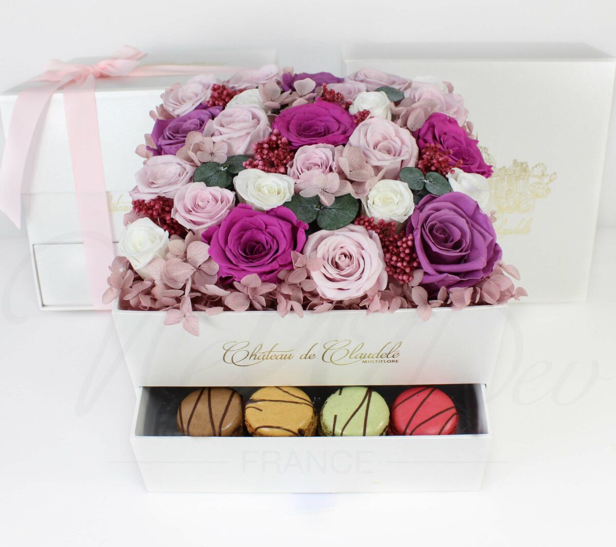 Boîte Carrée En Tissu Fleuri – Bleu/vert/rose, 19,5 X 4 Cm, Très Bon état