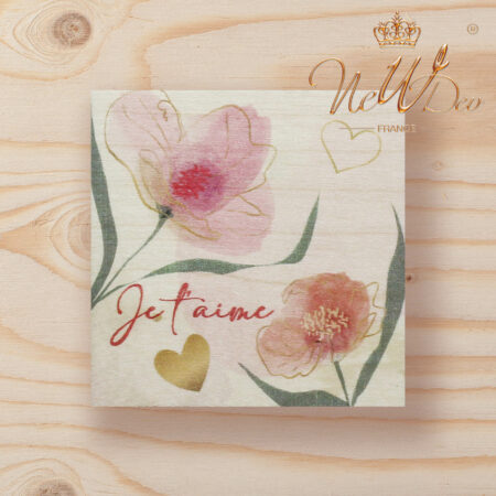 carte message en bois, Je t'aime 002