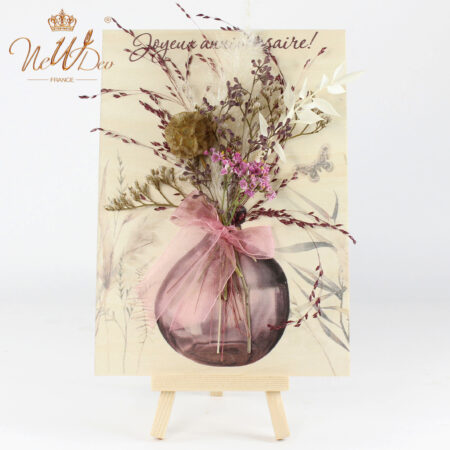 Plaque en bois pour fixer un bouquet de fleurs avec chevalet