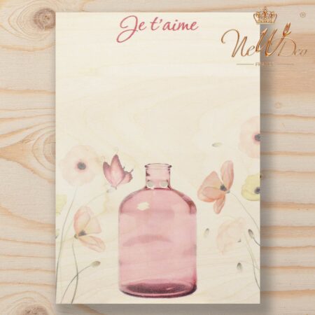 Plaque en bois pour fixer un bouquet de fleurs avec chevalet