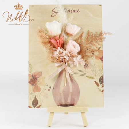 Plaque en bois pour fixer un bouquet de fleurs avec chevalet